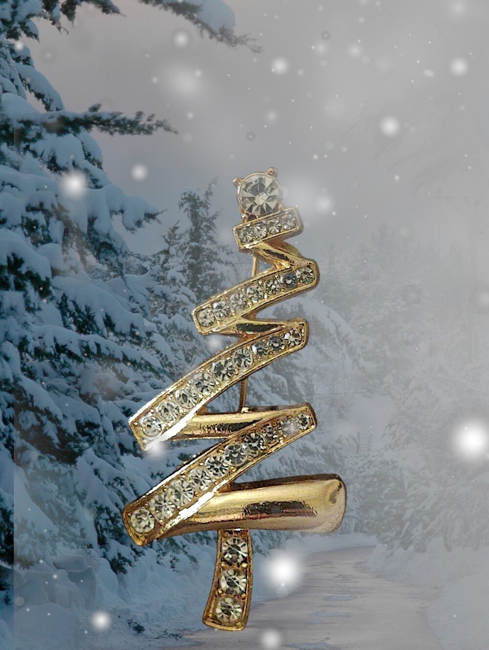 Modern Crystal Christmas Tree Brooch *Christmas In July*